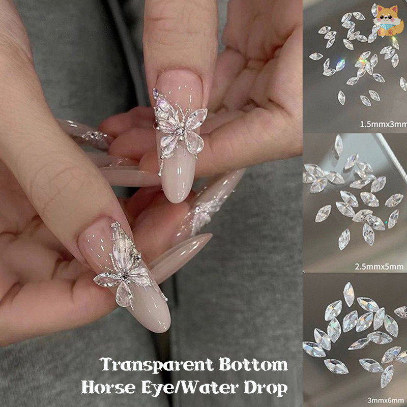 20 ชิ้น เพทายเงา Rhinestone Ch อัญมณี 3D ตกแต่งเล็บ Glitter เล็บ Decal TH