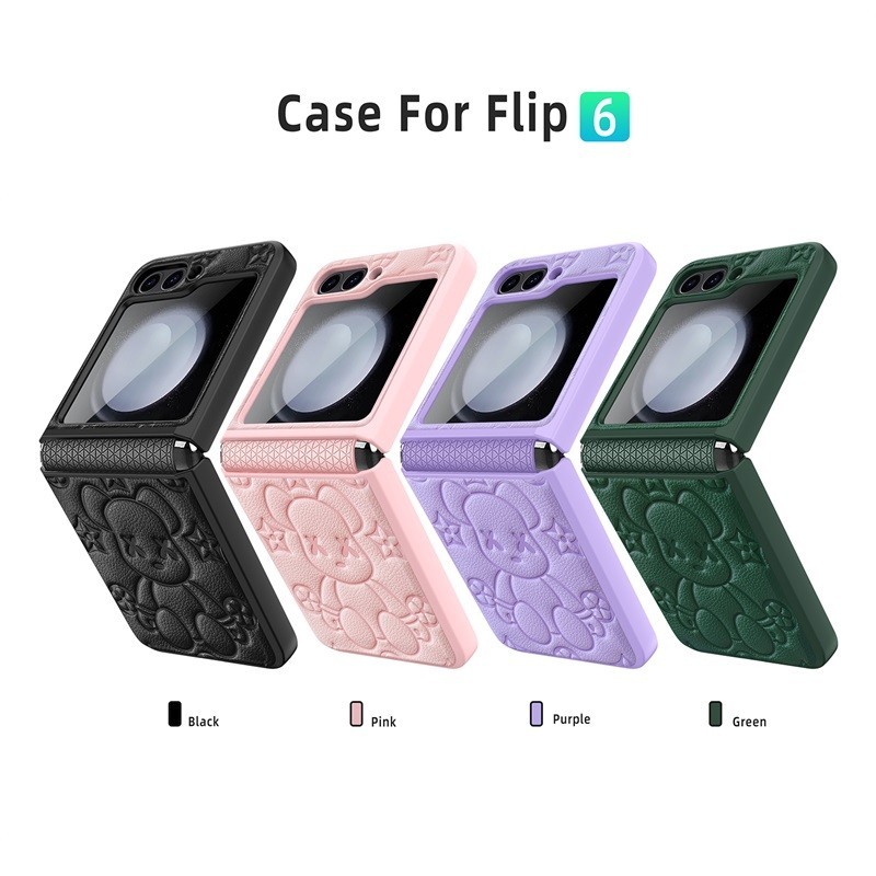 เหมาะสําหรับ Samsung Galaxy Z Flip6 Flip5 แฟชั่นที่ไม่ซ้ํากันรวมทุกอย่างหมีรุนแรงเคสโทรศัพท์หน้าจอพับ Z Flip4 Z Flip3 Samsung Creative Shock-resistant Case