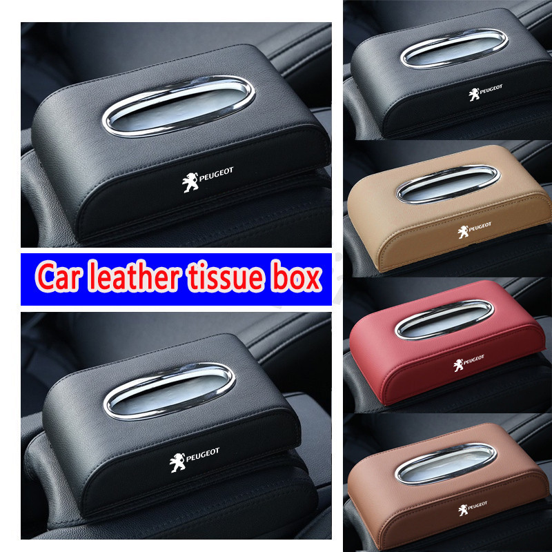 Peugeot กล่องกระดาษทิชชูรถยนต์หนังคุณภาพสูงอุปกรณ์ตกแต่งภายในรถยนต์เบาะนั่งคอนโซลกลางประดับ Peugeot 206 208 207 307 308 2008 3008 508 408 5008 406 Accessories