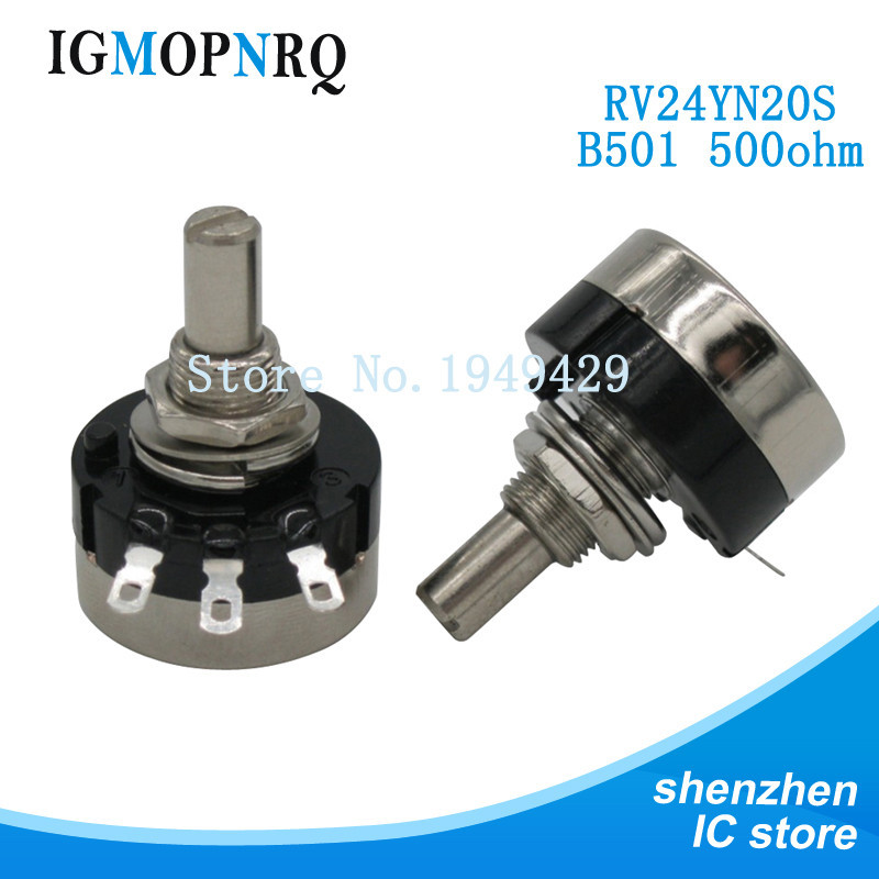 2pcs RV24YN20S RV24YN20S-B501 500 โอห์ม Potentiometer RV24YN 501 500R Single Coil คาร์บอนฟิล์ม Poten