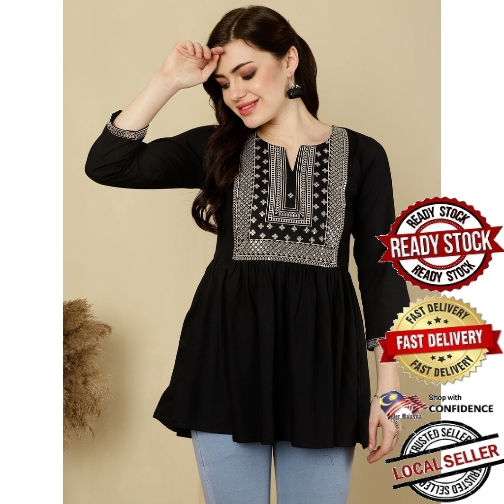Kurti ผู้หญิงอินเดีย Kurtis Top Saree Sari Punjabi ชุดสําเร็จรูป Kurti UD39848APTP
