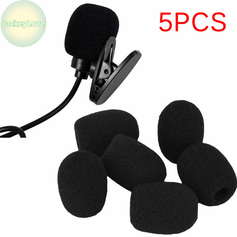 Jackeylovezz 5PCS ไมโครโฟนชุดหูฟังย่างกระจกฟองน้ําโฟมสีดํา Mic Cover TH