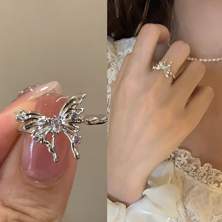 ผู้หญิงหวานสาวผิดปกติผีเสื้อแหวนนิ้วเครื่องประดับอุปกรณ์เสริม