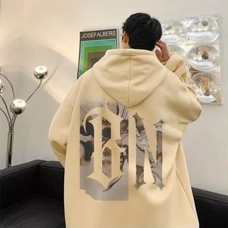【M-8XL】แฟชั่นรีโทรอเมริกันออกแบบจดหมาย Hoodie สำหรับผู้ชายแนวโน้มถนนอย่างหลากหลายแจ็คเก็ตขนาดใหญ่สำหรับผู้ชาย