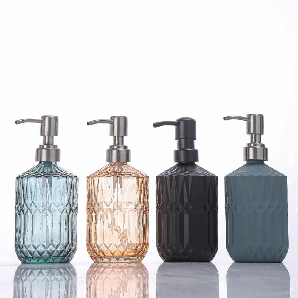 Trendyzone ขวดโลชั่นแชมพู, ปั๊มกด 450 มล. เครื่องจ่ายสบู่แบบแมนนวล, แก้วขวดเจลทําความสะอาดมืออุปกรณ์เสริมในห้องน้ําสไตล์นอร์ดิก