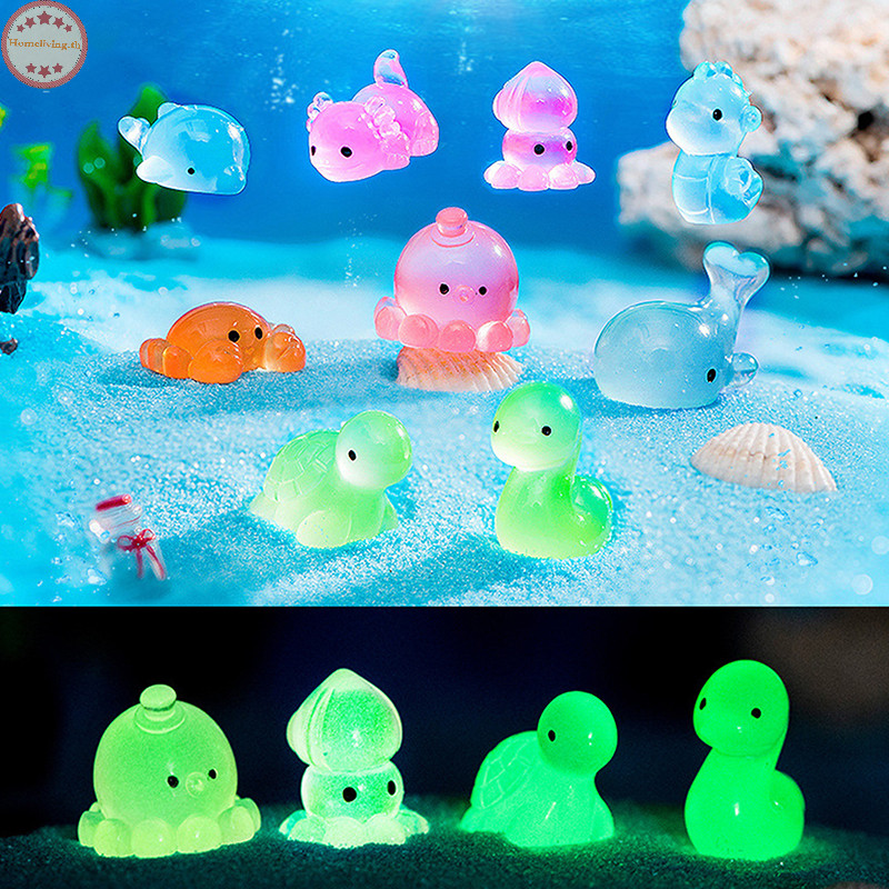 Home Luminous Marine สัตว์เครื่องประดับ Mini Glow สัตว์จี้ Micro ปลาปู Dolphin Octopus ตกแต่งภูมิทัศน์ TH