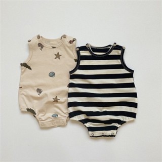 ทารกแรกเกิด ชุดรอมเปอร์ เสื้อผ้าฤดูร้อนแขนกุด ชุดจั๊มสูท เด็…