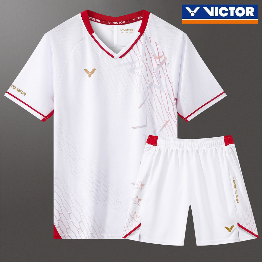 จัดส่งภายใน 48 ชั่วโมงเสื้อ+กางเกงขาสั้น2024 ใหม่ .y Badminton เสื้อผู้ชายและผู้หญิงแขนสั้นชุดกีฬาแห้งเร็วการแข่งขันชุดกีฬา