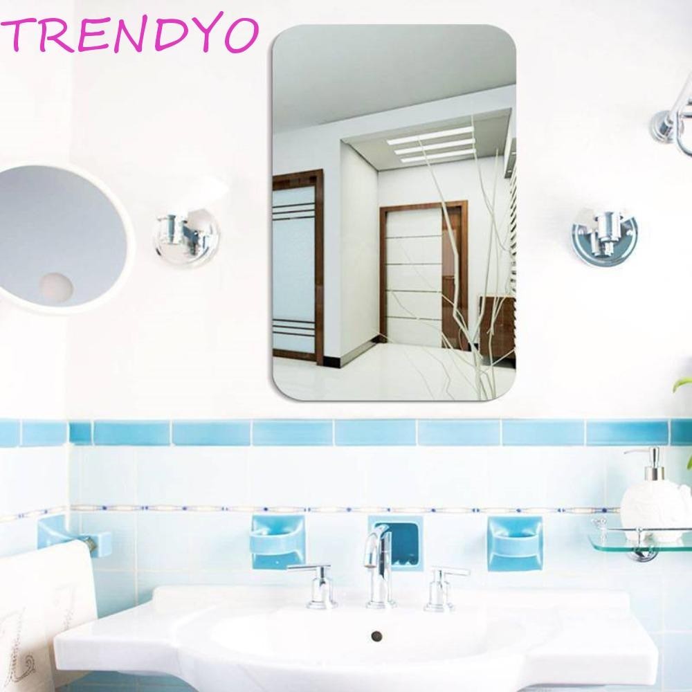 Trendyo กระจกอะคริลิค DIY Self-Adhesive สําหรับห้องน้ํา/ผนัง 3D Effect Shower Oval Mirror สติกเกอร์
