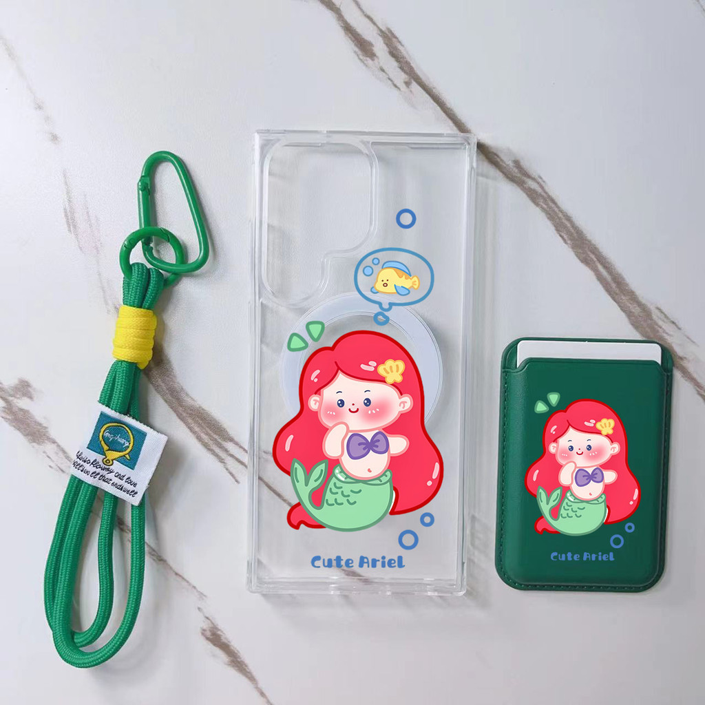 กระเป๋าสตางค์สีเขียวชุดสูทสําหรับ Samsung s22 s22plus ultra Case Girly S23 S23Plus s23fe s24 s24plus s24ultra ปกหลัง