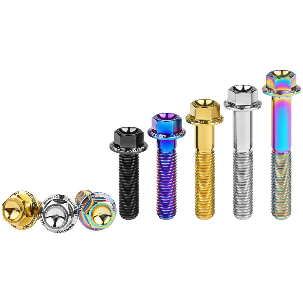 Wanyifa TC4/GR5 ไทเทเนียม Bolt M7 หกเหลี่ยมหน้าแปลนหัว Bolt สําหรับรถจักรยานยนต์ Conversion Bolt M7x