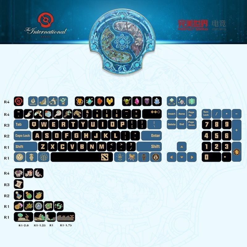 Dota2 TI12 Theme Keycap Set คีย์บอร์ดแบบกลไก Tower Peripheral Perfect World Gaming Flagship Store