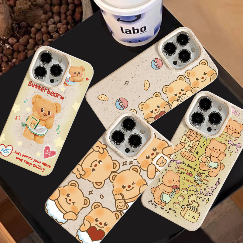 โพรบรักหัวใจน่ารักButterBear เป็นมิตรกับสิ่งแวดล้ เคสiPhone 16 11 15 13 14 12 Pro MAX X XS XR MAX 8 7 16 6 Plus SE 2020