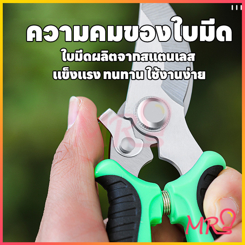 กรรไกรตัดกิ่งไม้ กรรไกรแต่งกิ่งปากโค้ง กรรไกรทำสวน มีหลายสีให้เลือก กรรไกรตัดกิ่ง แบบสเตนเลส รูปที่ 4