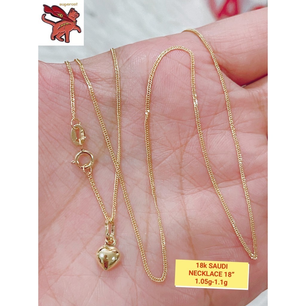 18k SAUDI GOLD NECKLACE 18 w/PENDANT BUO