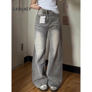 DaDuHey American Wide Leg Trousers Retro High Street Loose Versatile Mop Pants Jeans For Women