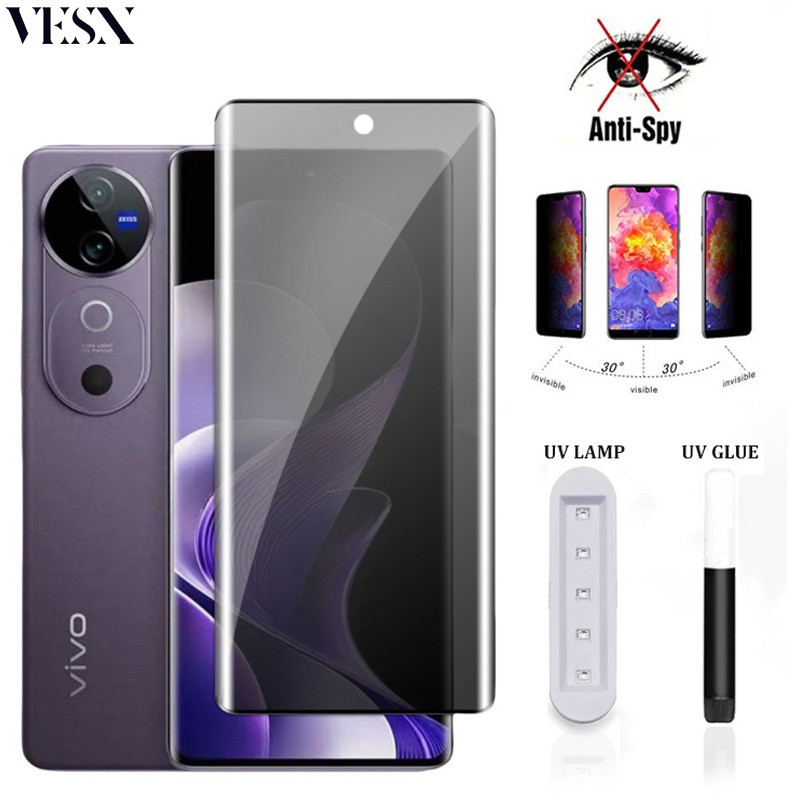 Matte Anti Spy ความเป็นส่วนตัว UV กระจกนิรภัยฟิล์มป้องกันหน้าจอ VIVO V40 Lite V30 V30E V29 V29E V27 V25 Pro 5G 2024