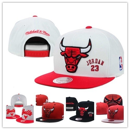 Lakers Chicago Bulls คู่รักแฟชั่นแบบปรับได้ NBA Los Angeles Lakers Chicago Bulls หมวกปักผ้าฝ้ายแท้