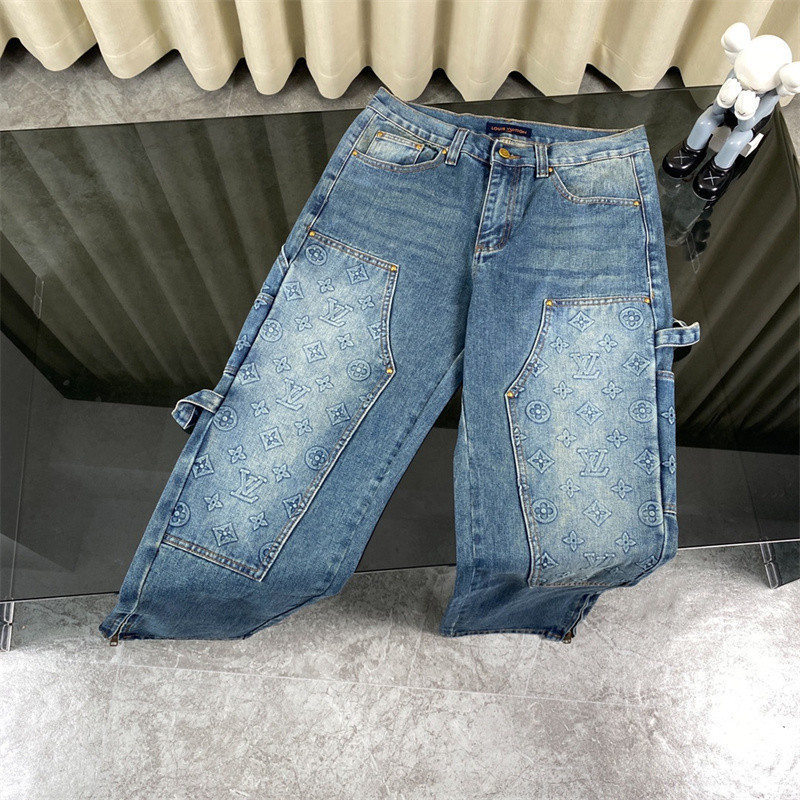 Fashion 6L05V กางเกงขายาวยีนส์พลัสไซส์สําหรับผู้ชายและผู้หญิง รูปแบบคลาสสิก Casual All-match กางเกงยีนส์ทรงหลวม