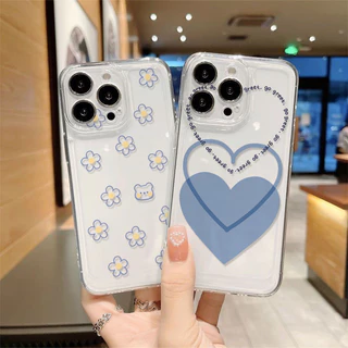 🔥GOOD🔥เคสโทรศัพท์มือถือแบบนิ่ม ใสน่ารัก การ์ตูน กราฟฟิตีสีน้ำเงิน สําหรับ iPhone 17 16 15 14 13 12 11 Pro Max X/Xs Xr 7