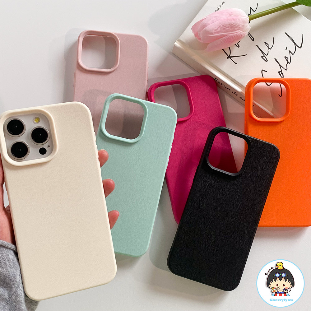 Simple สีทึบหนังเคสโทรศัพท์สําหรับ IPhone 16 11 15 14 13 12 Pro Max 15 14 Plus ซิลิโคนเหลวกันกระแทกนุ่มปกหลัง