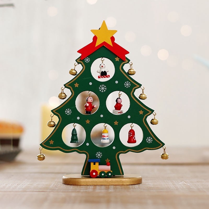 ไม้สร้างสรรค์ต้นคริสต์มาสตกแต่งคริสต์มาสเดสก์ท็อปเครื่องประดับ Xmas Party ตกแต่ง