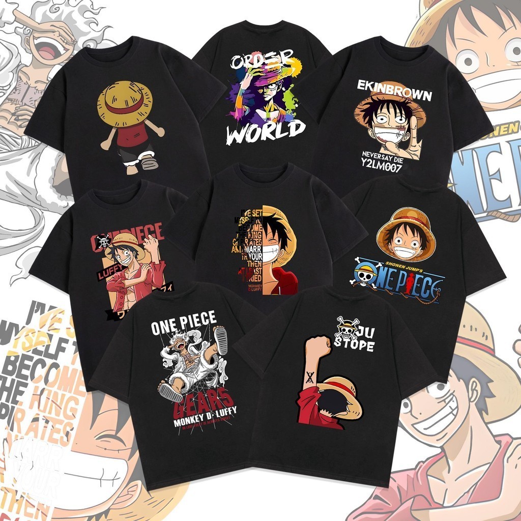 Basi🏴‍☠️ เสื้อยืด oversize unisex ลาย "Luffy" การ์ตูน อนิเมะ วันพีช 🏝️ ผ้าคอตตอน100% ใส่สบาย สไตล์เกาหลี สตรีทเท่ๆ