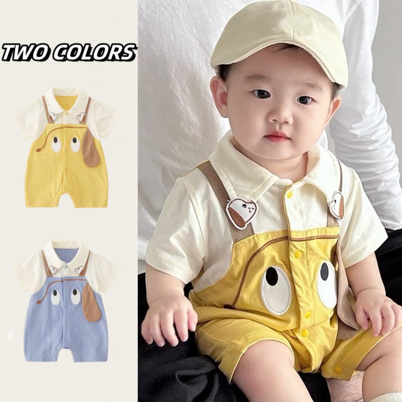 ชุดรอมเปอร์ เด็กเสื้อผ้าฤดูร้อนการ์ตูนแขนสั้นเหมาะสมกับเด็กทารกหญิงน่ารักสุนัขบอดี้สูท0-2ปีทารก ชุด