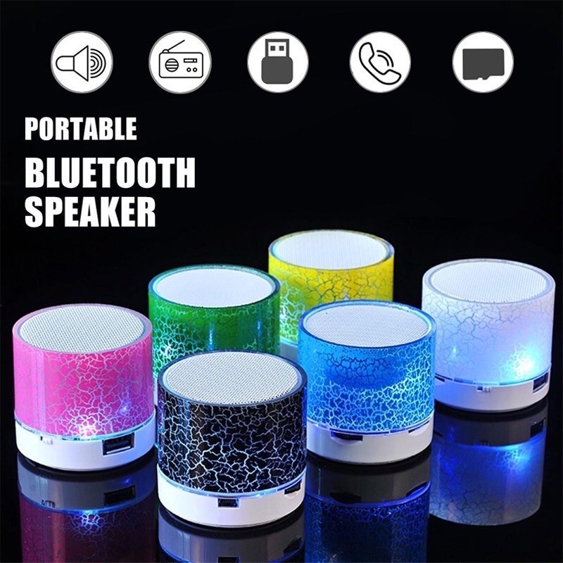 ใหม่ A9 ลําโพงบลูทูธไร้สายขนาดเล็ก LED Crack TF USB AUX MP3 FM สเตอริโอซับวูฟเฟอร์เครื่องเล่นเสียงลําโพงบลูทูธแบบพกพา Burstod
