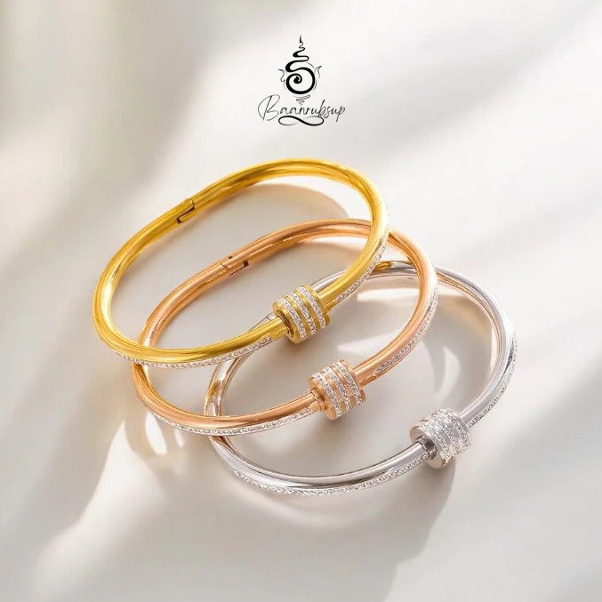 ✨ผ่านพิธี✨กำไลมูรุ่น richer เสริมการเงิน โชคลาภ ร่ำรวย กำไลประดับเพชรcz
