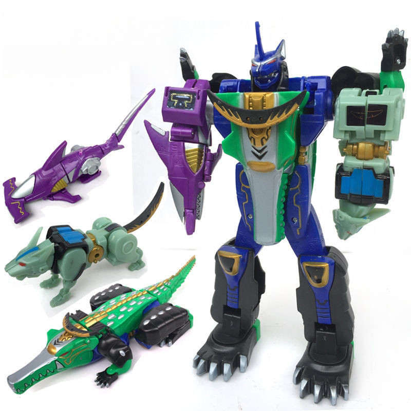 ของเล่นหุ่นยนต์ Beasts Team Justice Hunter Hundred Beasts King จระเข้หมาป่าฉลามแปลงร่างสามตัว