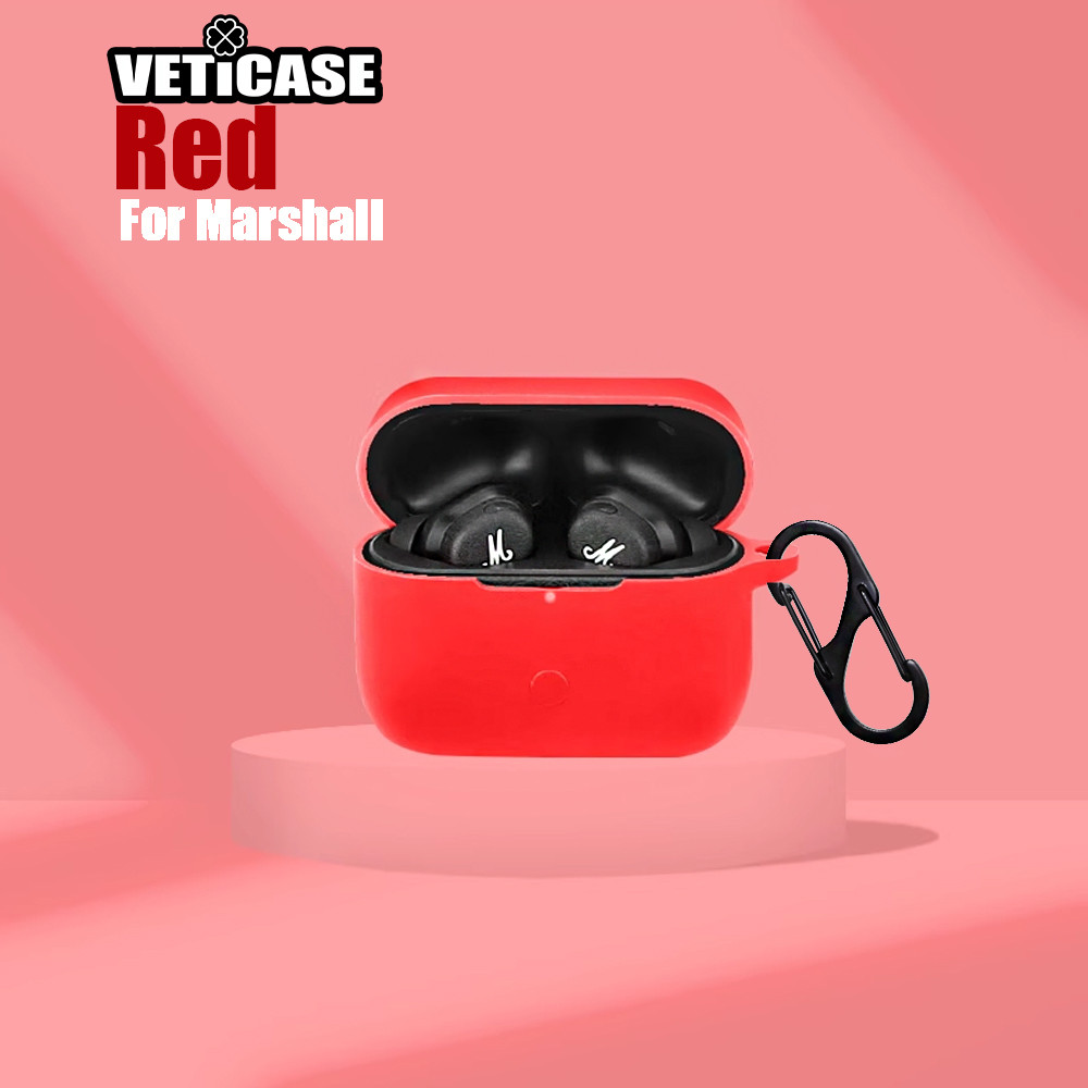 Veticase | เคสซิลิโคนเหลวพร้อมหัวเข็มขัดสําหรับ Marshall Motif ii ANC Minor iii ฝาครอบหูฟังไร้สายหูฟังสีขาวสีดําสีแดงสีฟ้าสีแดง