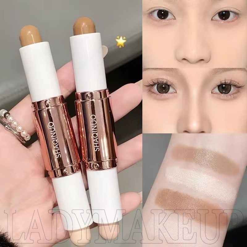3d Facial Shaping Contour ปากกาครีมแต่งหน้าไฮไลท์ Stick Double-ended High Gloss Brightening จมูกธรรมชาติ Shadow Repair Facial เครื่องสําอางทุกวัน