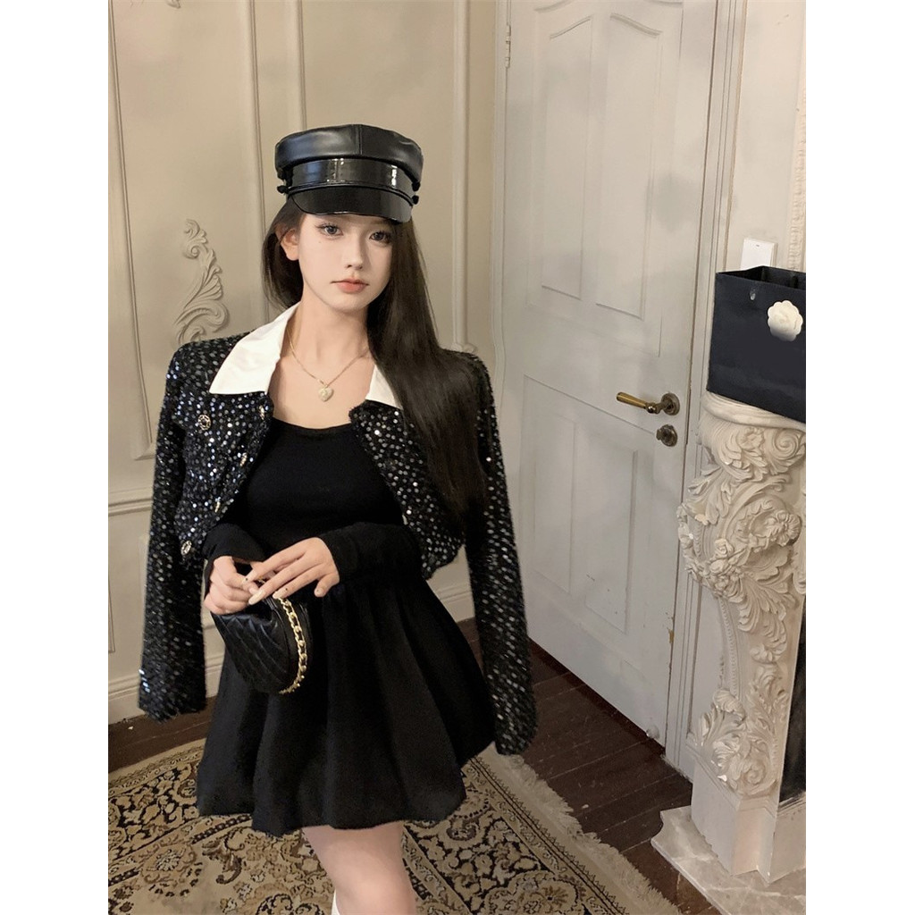 มินิเดรสทรงบอลลูนสีดำ กระโปรงพองสม็อคชาย หลังเป็นผ้าซีทรูเซ็กซี่ ชุดไปเที่ยวผับ ชุดปาร์ตี้สวยๆ #9171 - รูปที่ 2