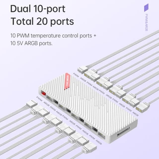 Coolmoon AM10 ARGB Fan Hub 10Port 4pin PWM+3pin 5V M/B Sync