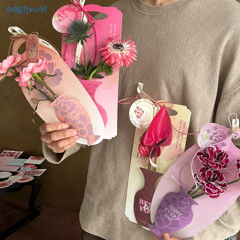 Bdgf อุปกรณ์บรรจุภัณฑ์ดอกไม้เดี่ยวกล่องบรรจุภัณฑ์รูปหัวใจกล่องดอกไม้แบบพกพามินิช่อดอกไม้ห่องานแต่งงานตกแต่ง TH
