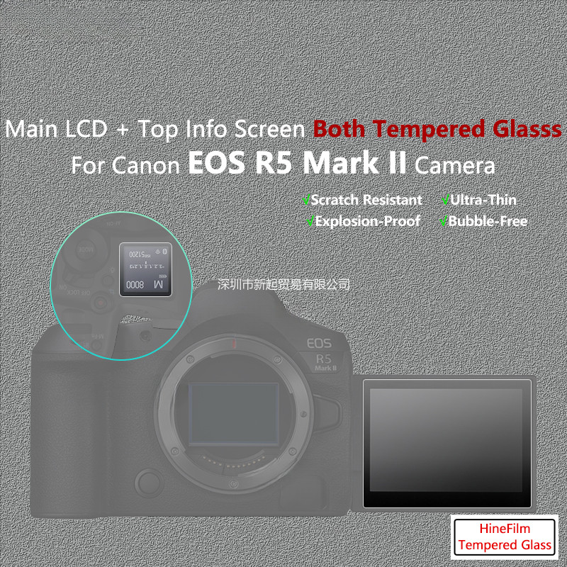R5ii R5M2 กล้องกระจกนิรภัยป้องกันฟิล์มสําหรับ Canon EOS R5 Mark II หลักจอแสดงผล LCD + ฟิล์ม Info ป้อ