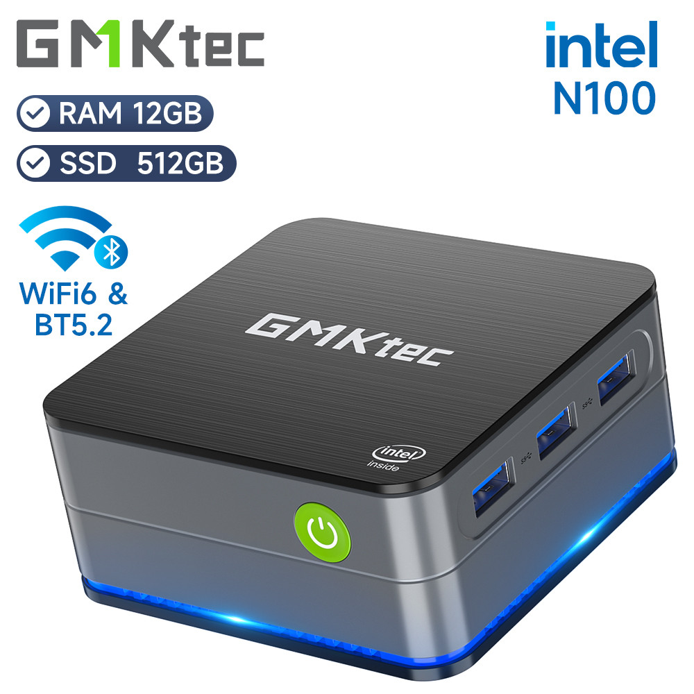 GMKtec G2 Mini PC Windows 11 Pro Intel 12th Gen Alder Lake N100 Mini PC DDR5 12GB RAM 512GB ROM WiFi