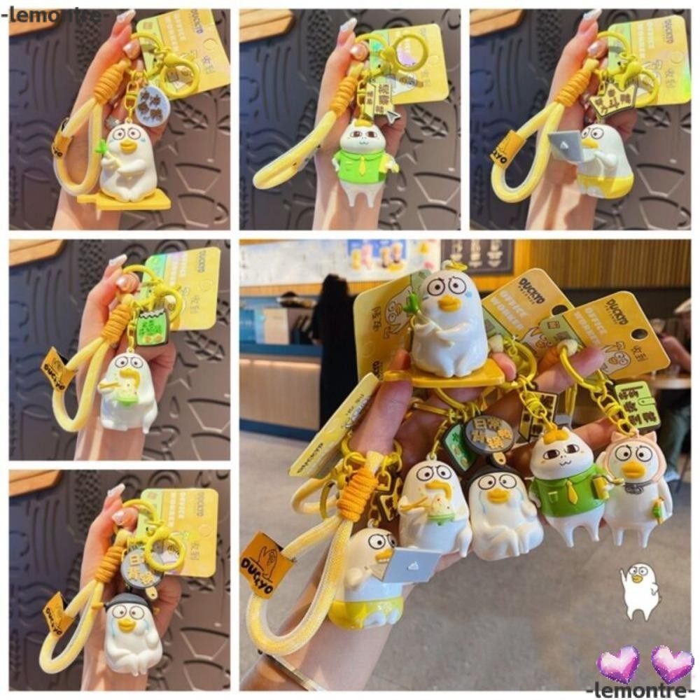 Lemontre Work Duck Key Chain, การ์ตูนสร้างสรรค์ Xiao Liu Duck Key Ring, รูปกระเป๋า PVC จี้