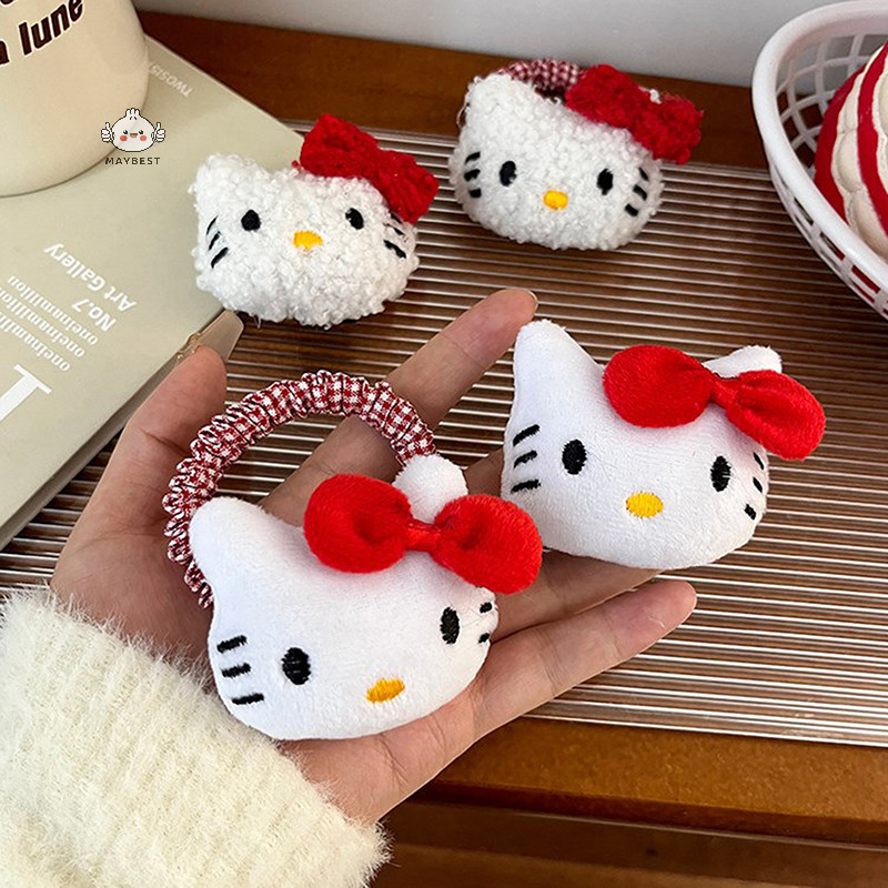 {maybest} Sanrio หวานน่ารักตุ๊กตา Hello Kitty ยืดหยุ่นผูกผมการ์ตูน Kawaii Barrettes แฟชั่นอุปกรณ์เสริมผม Hairpin สําหรับสาวของขวัญ {TH}