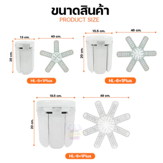 หลอดไฟพับ หลอดไฟใบพัด LED BULB มอก. แท้ HLX หลอดไฟเพชร พับเก็บได้ 480W/380W/280W สว่างมาก ประหยัดไฟ