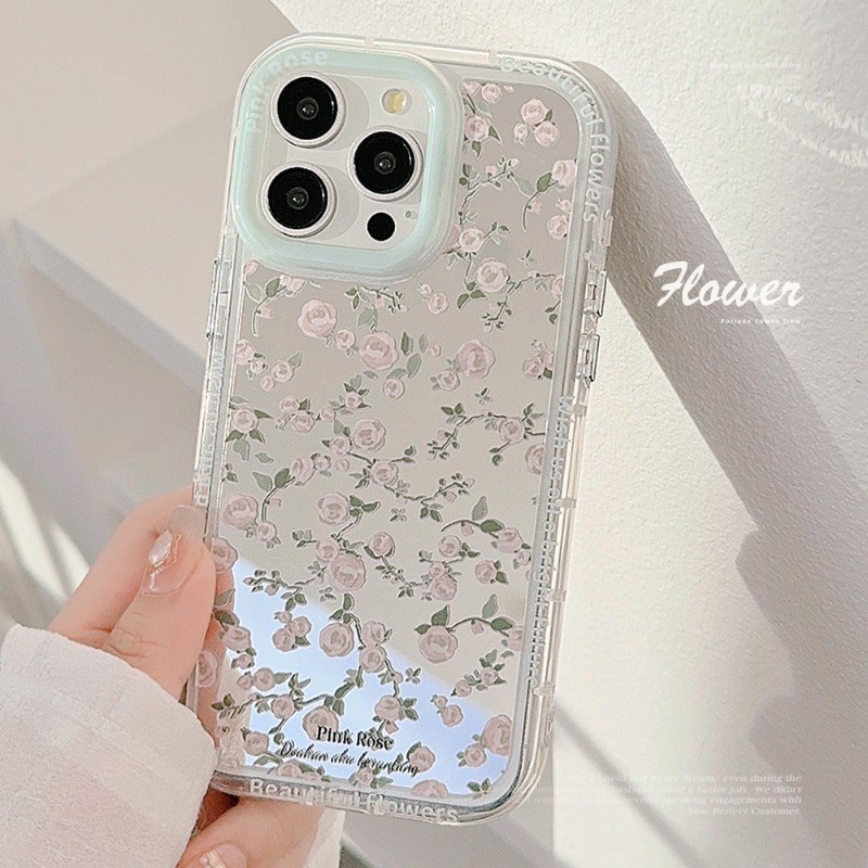 Iphone 15 14 13 12 11 Pro Max X Xr Xs Max 7 8 Plusเคสโทรศัพท์InsสีชมพูRose Mirrorฝาครอบโทรศัพท์นุ่ม