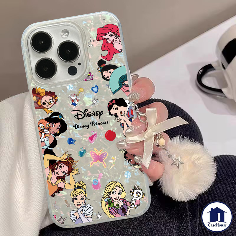 เคสนิ่มลายเปลือกหอยเจ้าหญิงสุดน่ารัก ใช้ได้กับ iPhone 7 8 Plus 11 12 14 15 13 Pro Max XR X 15 13 14 11 12 Pro XS MAX SE