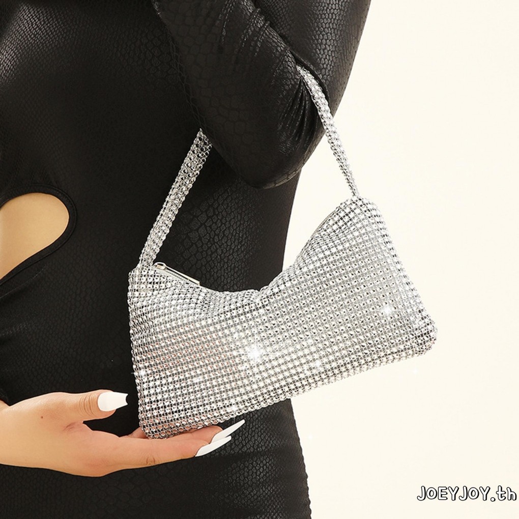 Joeyjoy-women Sparkly Underarm Bag Rhinestone กระเป๋าสะพายไหล่กระเป๋าคลัทช์สําหรับชุดราตรีงานแต่งงานพรหม