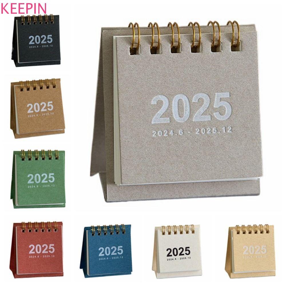 Keepin 2024-2025 ปฏิทิน, Creative Simple Mini Desktop Calendar, ของขวัญกระดาษหนา To Do List Pocket ปฏิทินตั้งโต๊ะภาษาอังกฤษ Table Decor