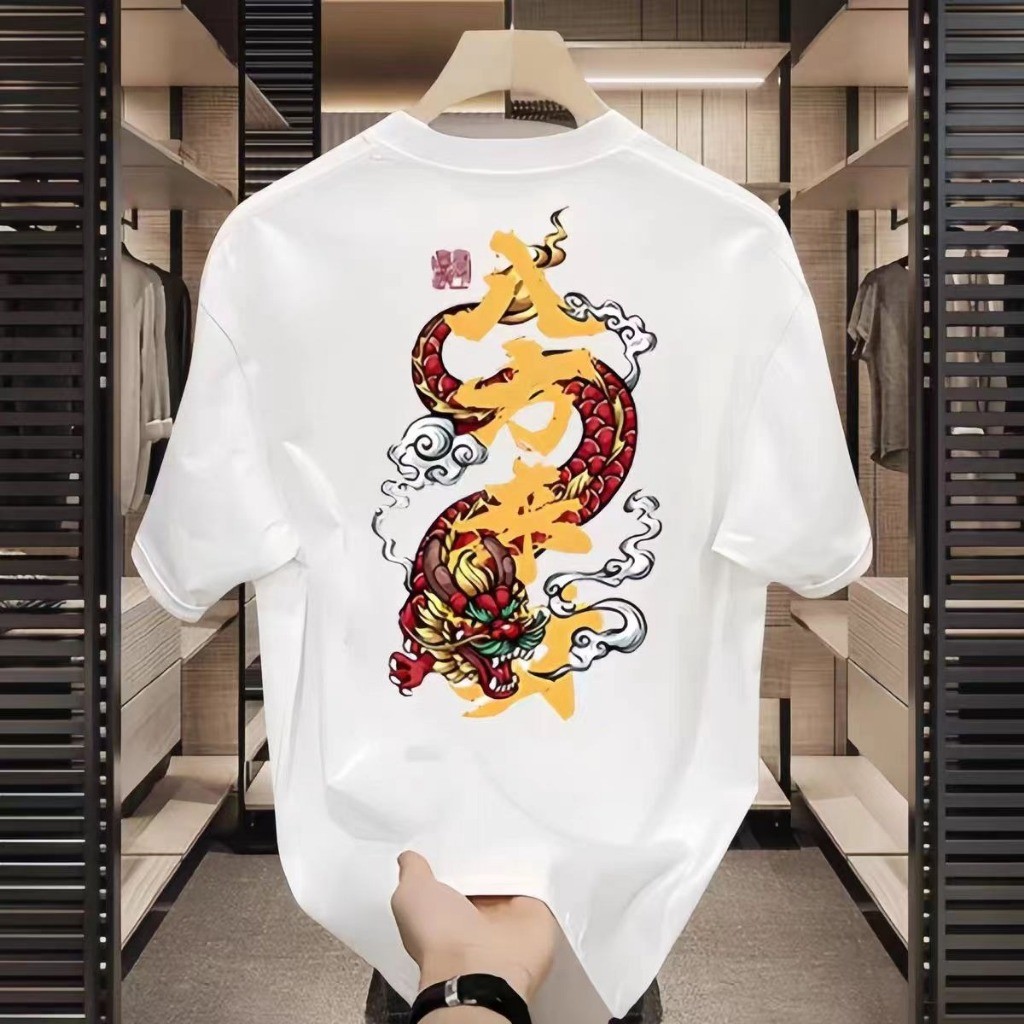 (จัดส่งตลอด 24 ชั่วโมง)HY ใหม่ เสื้อยืดคอกลม แขนสั้น พิมพ์ลายสิงโต สไตล์จีน ทรงหลวม แฟชั่นฤดูร้อน สําหรับผู้ชาย 2024 6