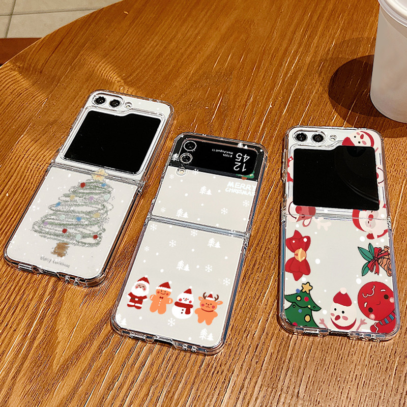 Samsung Z Flip5 ZFlip3 ZFlip4 ZFlip6 เพลาเชื่อมต่อฮาร์ดแวร์คริสต์มาส 3-in-1 เคสโทรศัพท์แบบพับได้