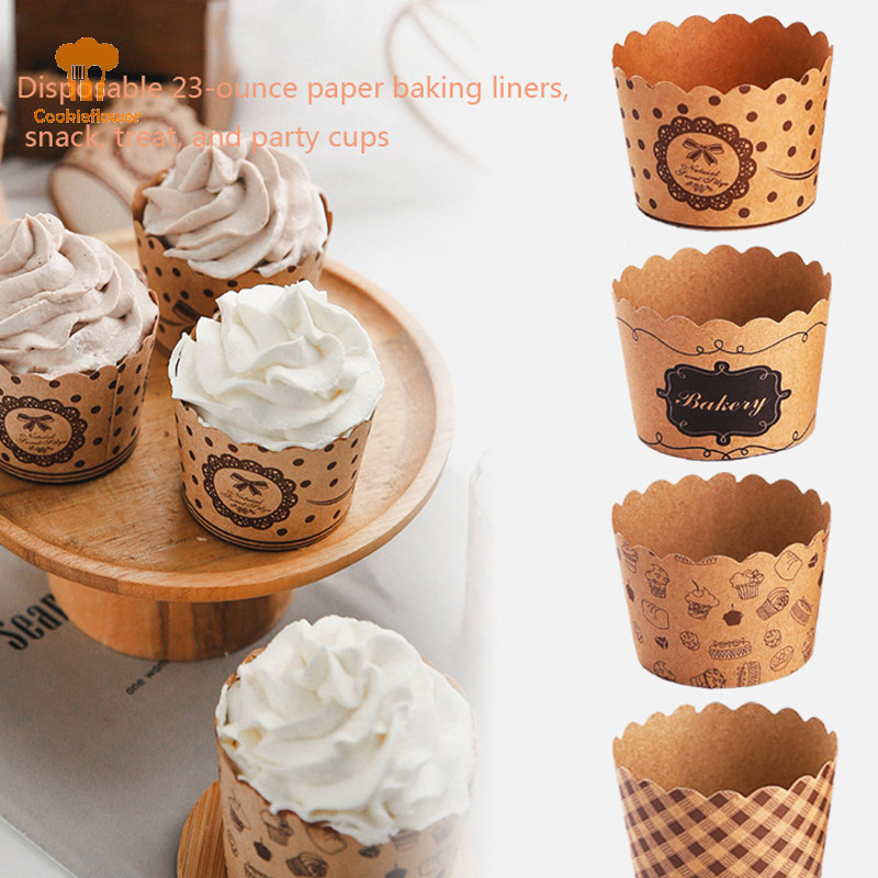 Ckfr 50 ชิ้น Cupcake ถ้วยกระดาษ Wrapper แม่พิมพ์เค้กมัฟฟิน Cupcake Liners ถ้วยอบใหม่