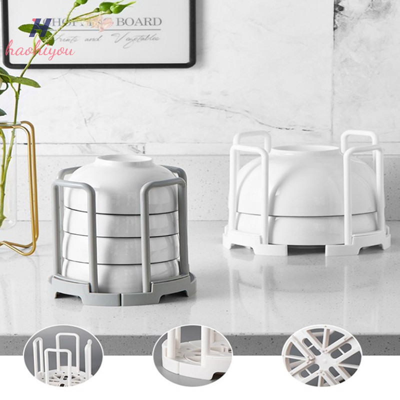 <haohiyou> Retractable Desktop Bowl Holder Kitchen Organizer พลาสติกท่อระบายน้ําถ้วยน้ําชั้นวางตู้จานชั้นเก็บแผ่นเครื่องมือ Nice