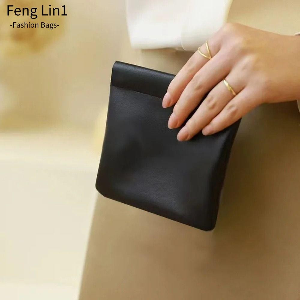 Fengling กระเป๋าจัดระเบียบเครื่องสําอาง,กระเป๋าแต่งหน้าลิปสติก PU เรียบง่าย,แฟชั่นแบบพกพามินิกระเป๋าเดินทางเครื่องประดับกระเป๋าถือผู้หญิงหญิง